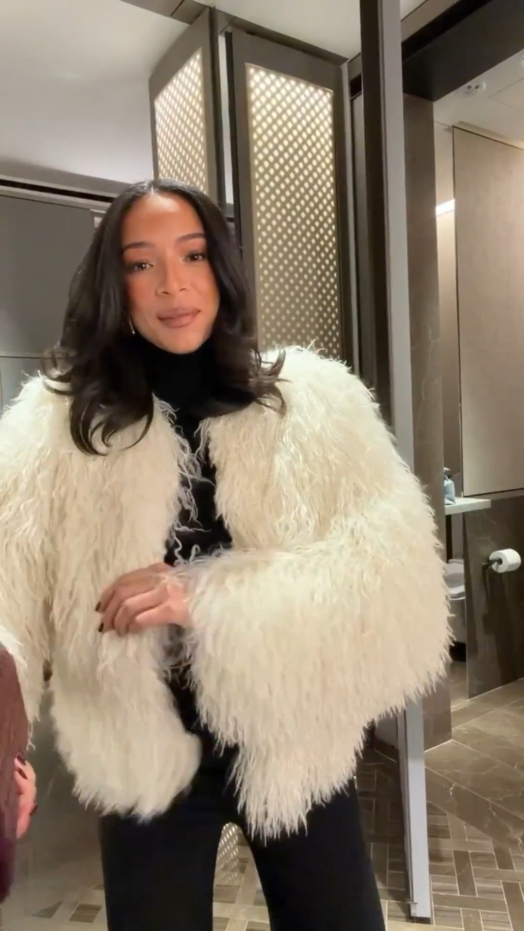 Winter Outfit in the city 🌃  Up to 40% OFF almost everything!! Wearing size M black turtleneck, size M faux fur coat and size M wide leg pants 

NYC Outfit 
New York City outfit 
Holiday outfit 
Holiday party outfit 
Winter outfit 
Winter fashion

#LTKFindsUnder100 #LTKSeasonal #LTKSaleAlert