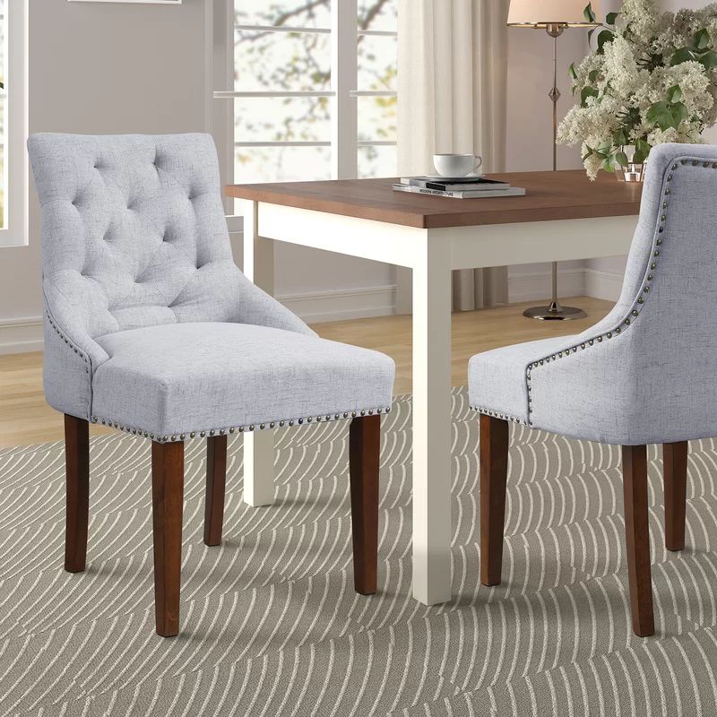 Beyerville Tufted Upholstered Dining Chair in Gray (Set of 2) | Wayfair North America