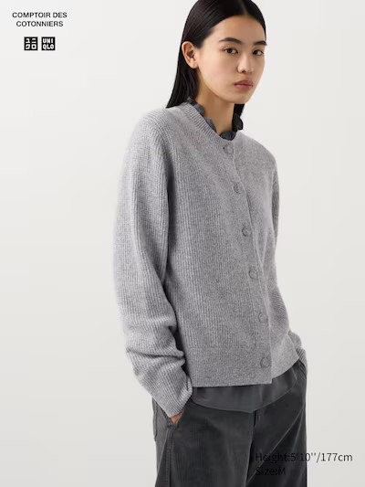 Lambswool Crew Neck Cardigan | UNIQLO (UK)