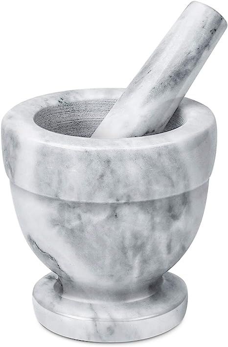 Flexzion Mortar and Pestle Marble White 4 inch Small Mortar and Pestle Granite Stone Grinder Crus... | Amazon (US)