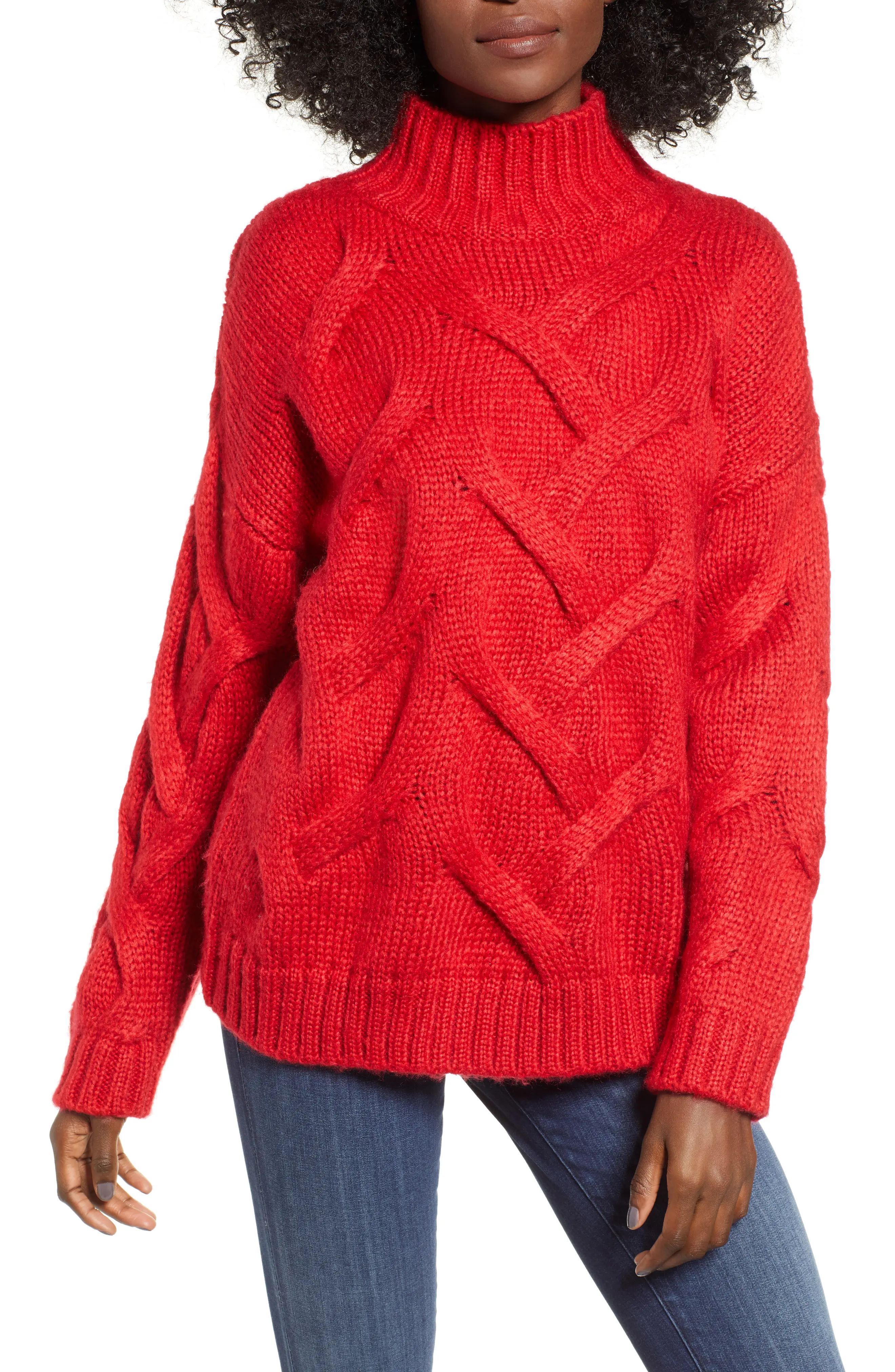 Love by Design Cable Mock Neck Sweater | Nordstrom