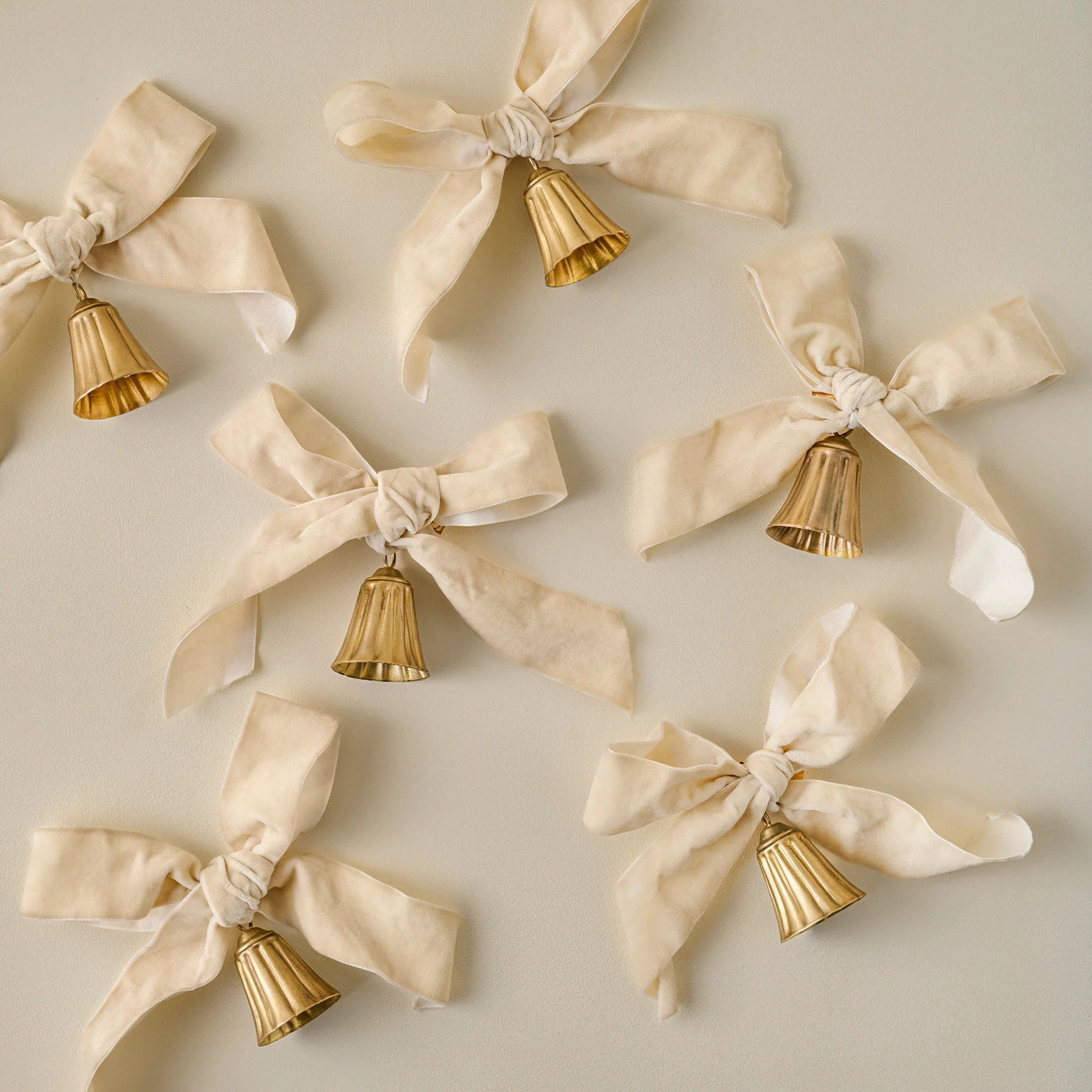 Velvet Bow with Bell Ornament, Set of 6 | Magnolia