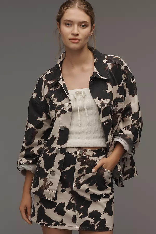 Pilcro Cow-Print Trucker Jacket | Anthropologie (US)
