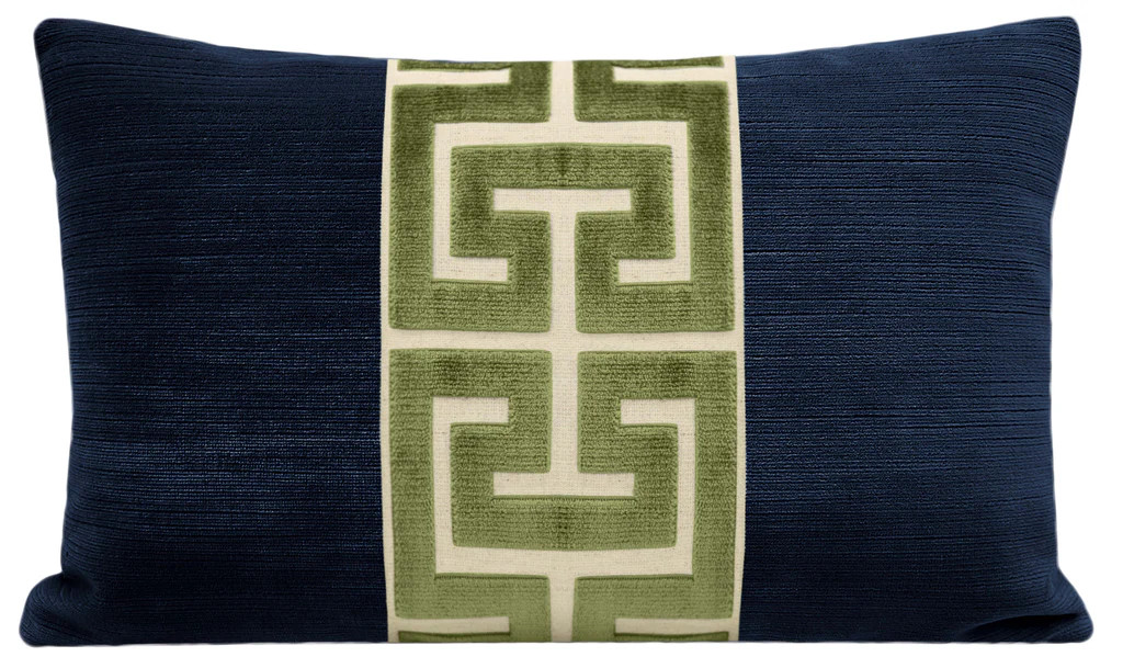 THE LITTLE LUMBAR :: STRIE VELVET // NAVY BLUE + OLIVE GREEK TRIM | LITTLE DESIGN COMPANY