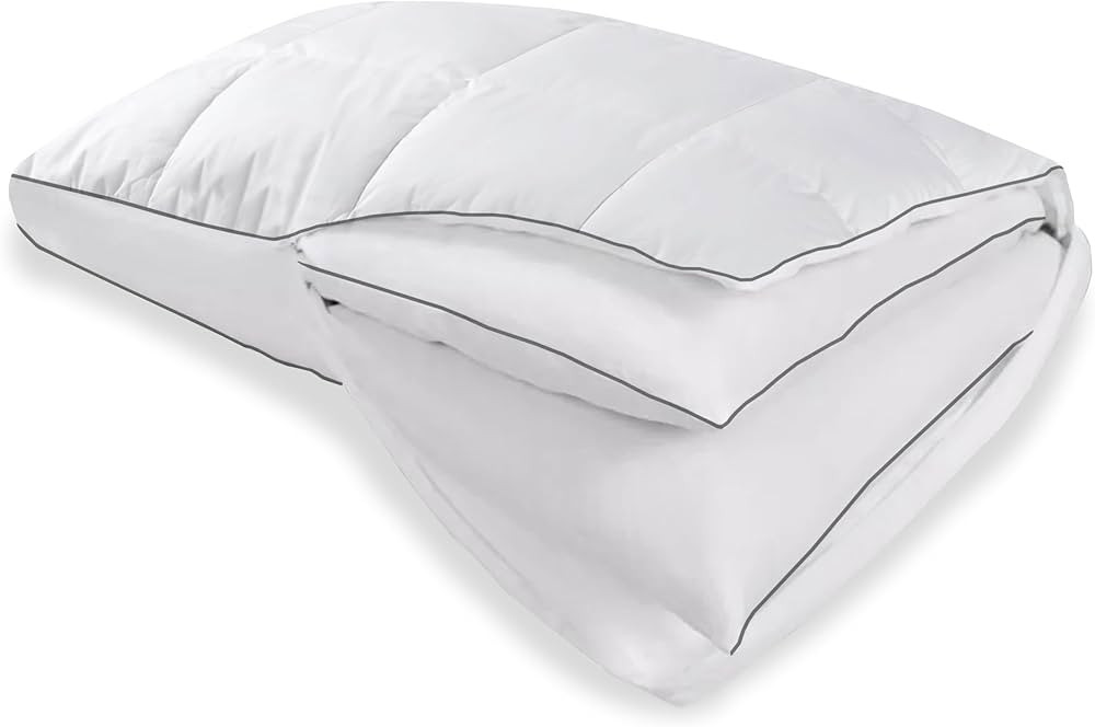 Delara Merino Quilted 3in1 Adjustable Organic Cotton Cover Wool Pillow Baffle Box Construction, W... | Amazon (US)