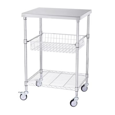 VEVOR Kitchen Utility Cart, 3 Tiers, Wire Rolling Cart with 470LBS Capacity, Steel Service Cart on Wheels, Metal Storage Trolley, Silver | Target