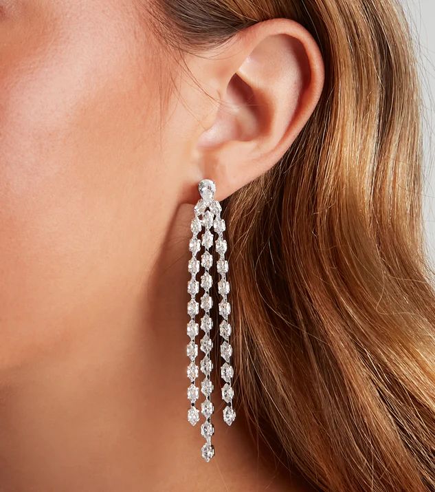 Chic Elegance Cubic Zirconia Fringe Earrings | Windsor Stores