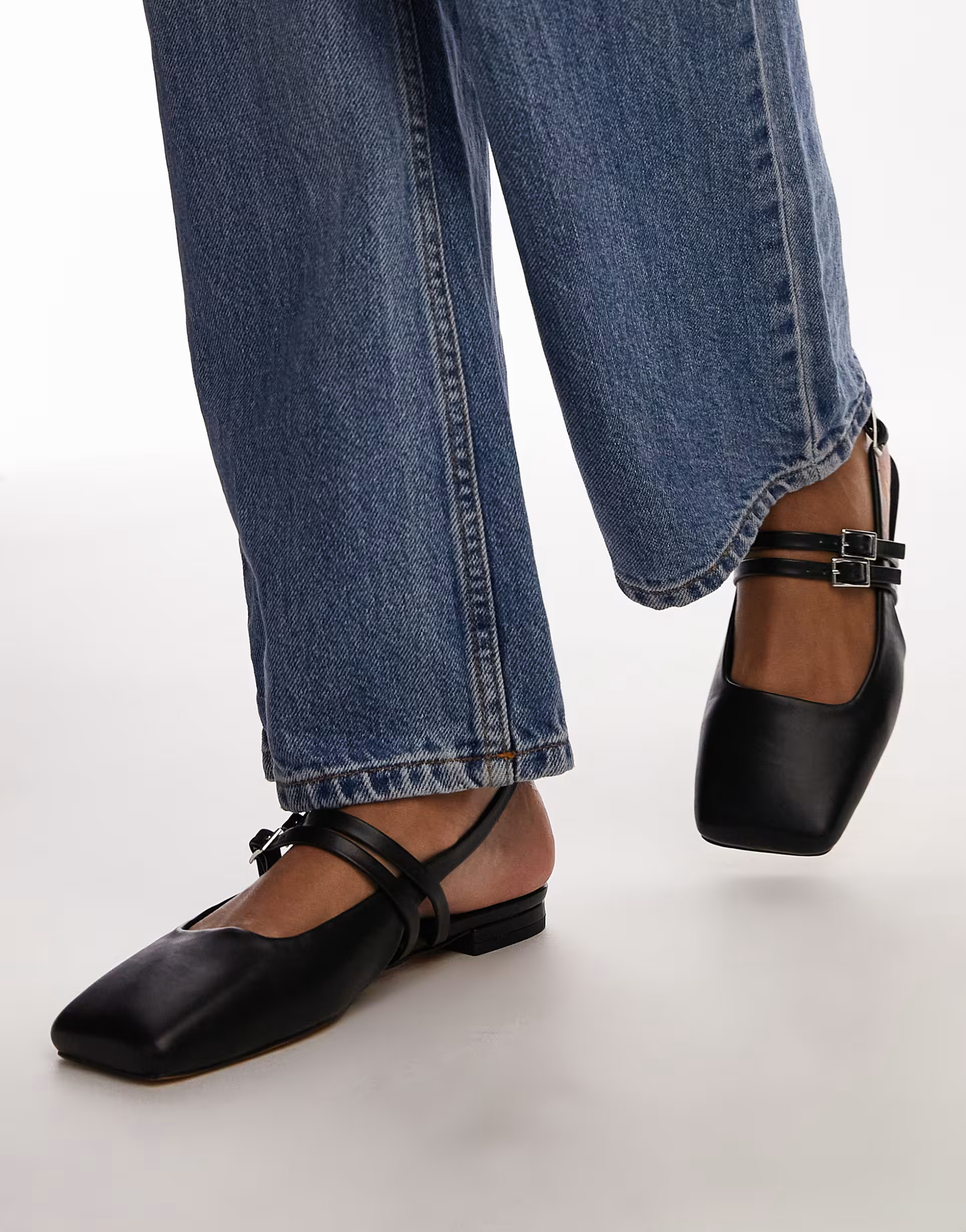 Topshop Alicia slingback ballet flats with buckle detail in black | ASOS (Global)