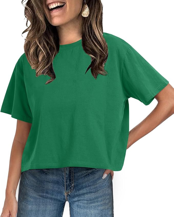 UNCLECAT Women's Short Sleeve Crop Tops 2026 Summer Basic Cropped T Shirts Workout Casual Crew Ne... | Amazon (US)