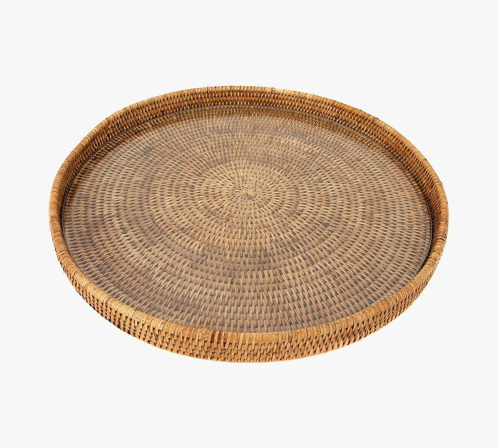 Tava Handwoven Rattan Round Serving Tray | Pottery Barn (US)