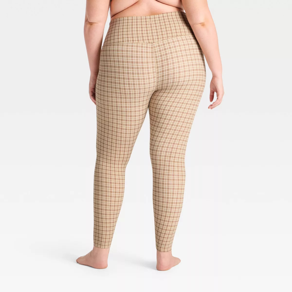 Women's Everyday Soft Ultra High-Rise 7/8 Leggings - All In Motion\u2122 Tan Plaid Print 3X | Target