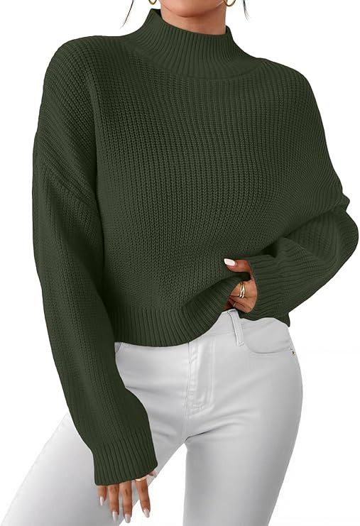 LILLUSORY Womens Turtleneck Mock Cropped Sweaters Winter Cute Oversized Knit Trendy Tops Fashion ... | Amazon (US)