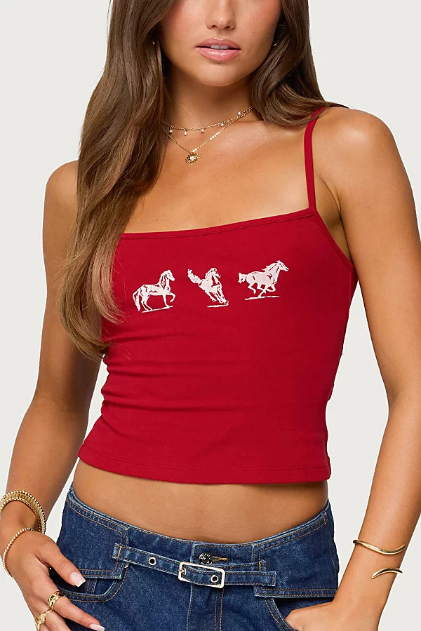 Edikted Wild Horses Graphic Tank Top in Red, Women's at Urban Outfitters | Urban Outfitters (US and RoW)