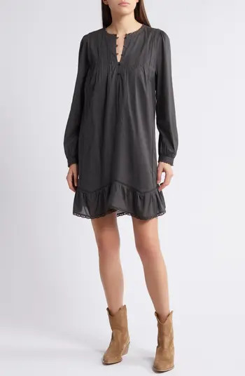 Treasure & Bond Long Sleeve Cotton Voile Shift Dress | Nordstrom | Nordstrom