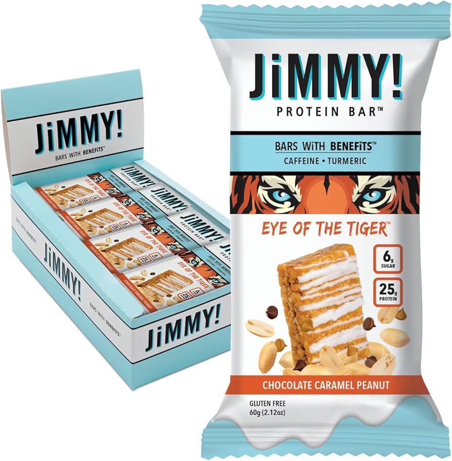 JiMMYBAR! - Eye Of The Tiger Caramel Chocolate Peanut Protein Bars - 25g Protein Bar - 6g Low Sug... | Amazon (US)