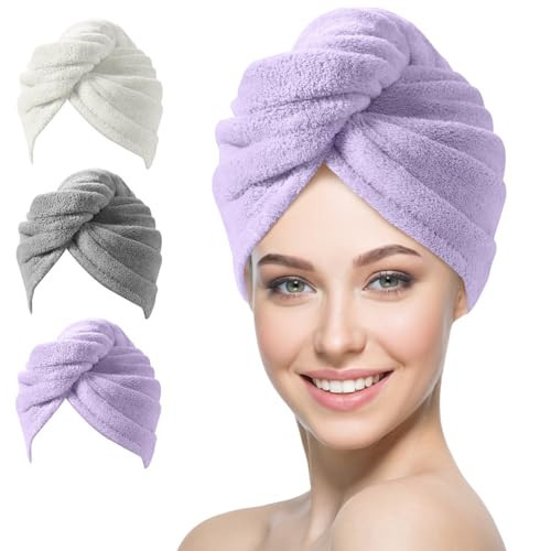 YFONG Larger Microfiber Hair Towel Wrap for Women, Purple, 30" X 10.2" | Amazon (US)