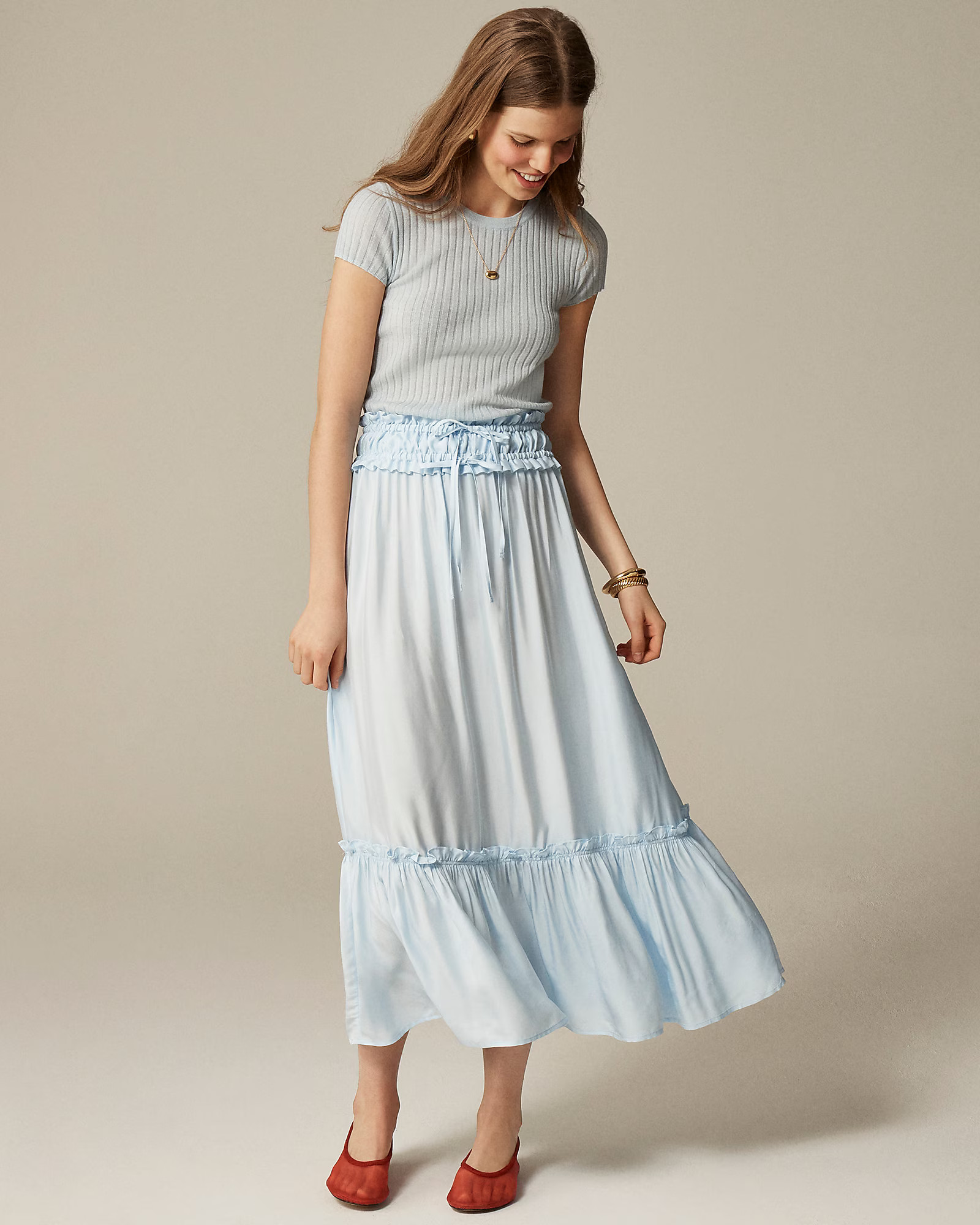 Smocked-waist midi skirt | J. Crew US