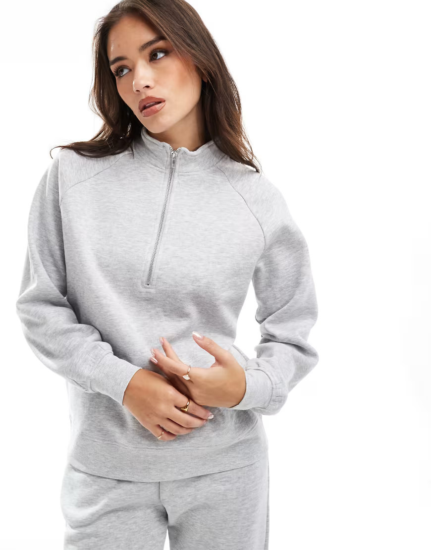 Pieces half zip sweat in light gray melange - part of a set | ASOS (Global)