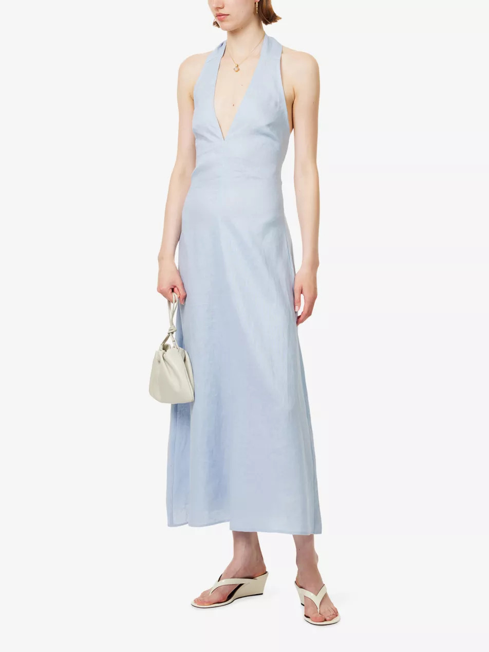 Sky Halter-Neck Linen Midi Dress | Selfridges