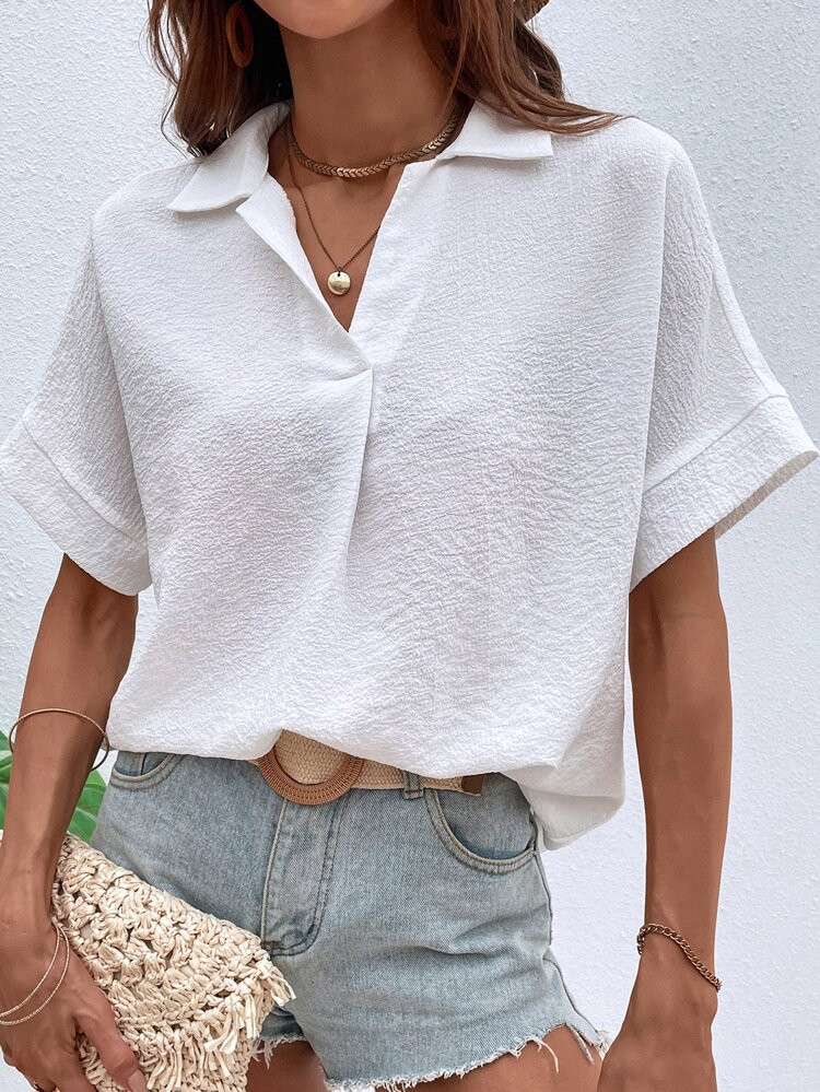 Solid Drop Shoulder Blouse | SHEIN