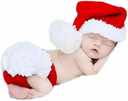 Coberllus Baby Newborn Photo Props Boy Girl Photo Shoot Outfits Crochet Knit Christmas Clothes Ha... | Amazon (US)