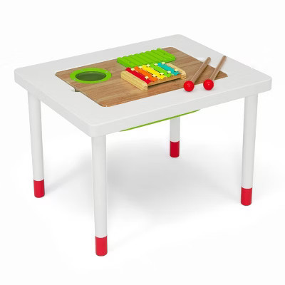 Delta Children Compact Play and Learn Sensory Table for Kids' Includes Musical Instruments - White/Natural | Target
