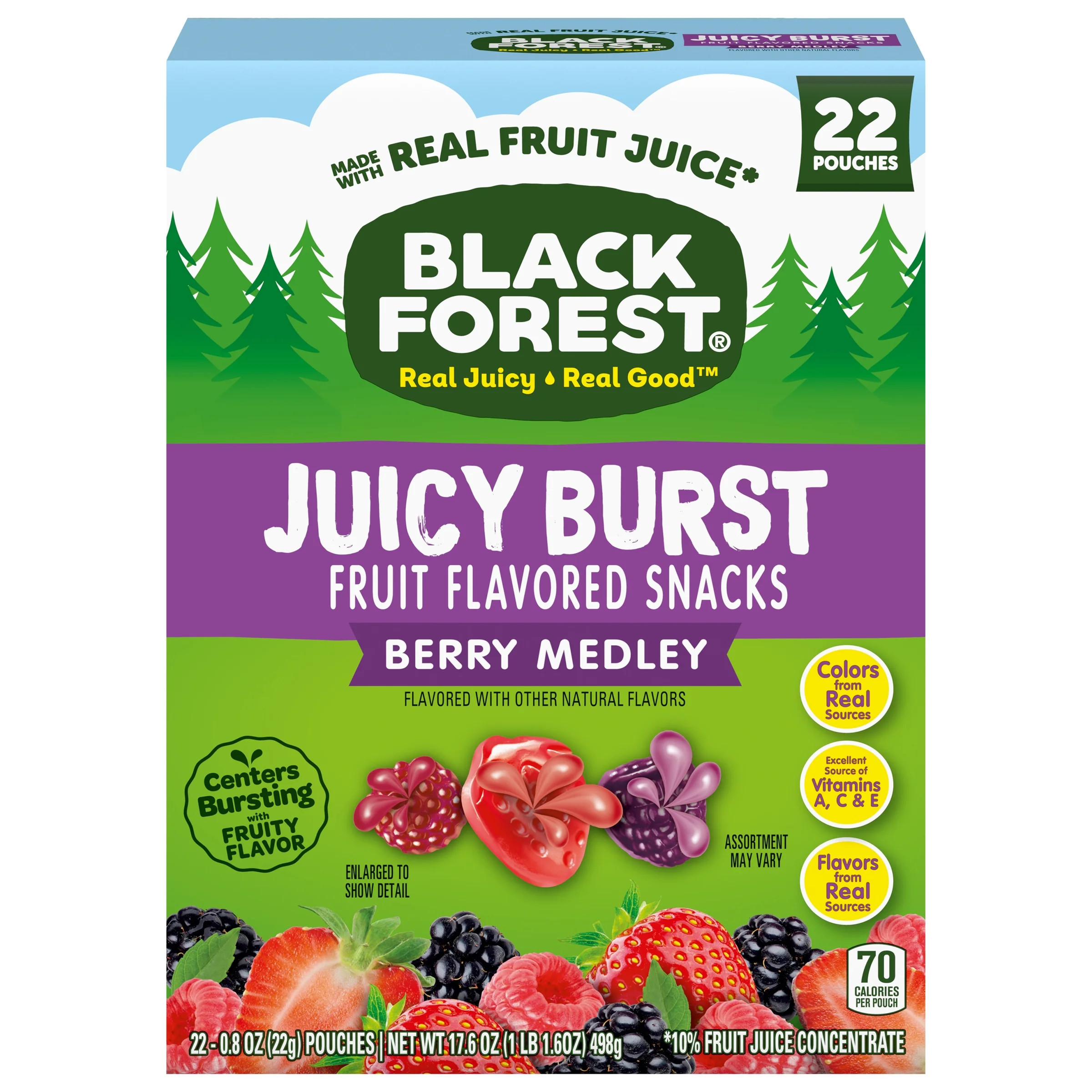 Black Forest Juicy Burst Fruit Flavored Snacks, Berry Medley, 0.8 oz, 22 Count | Walmart (US)