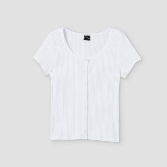 Girls' Rib-Knit Button-Front Short Sleeve T-Shirt - art class™ | Target