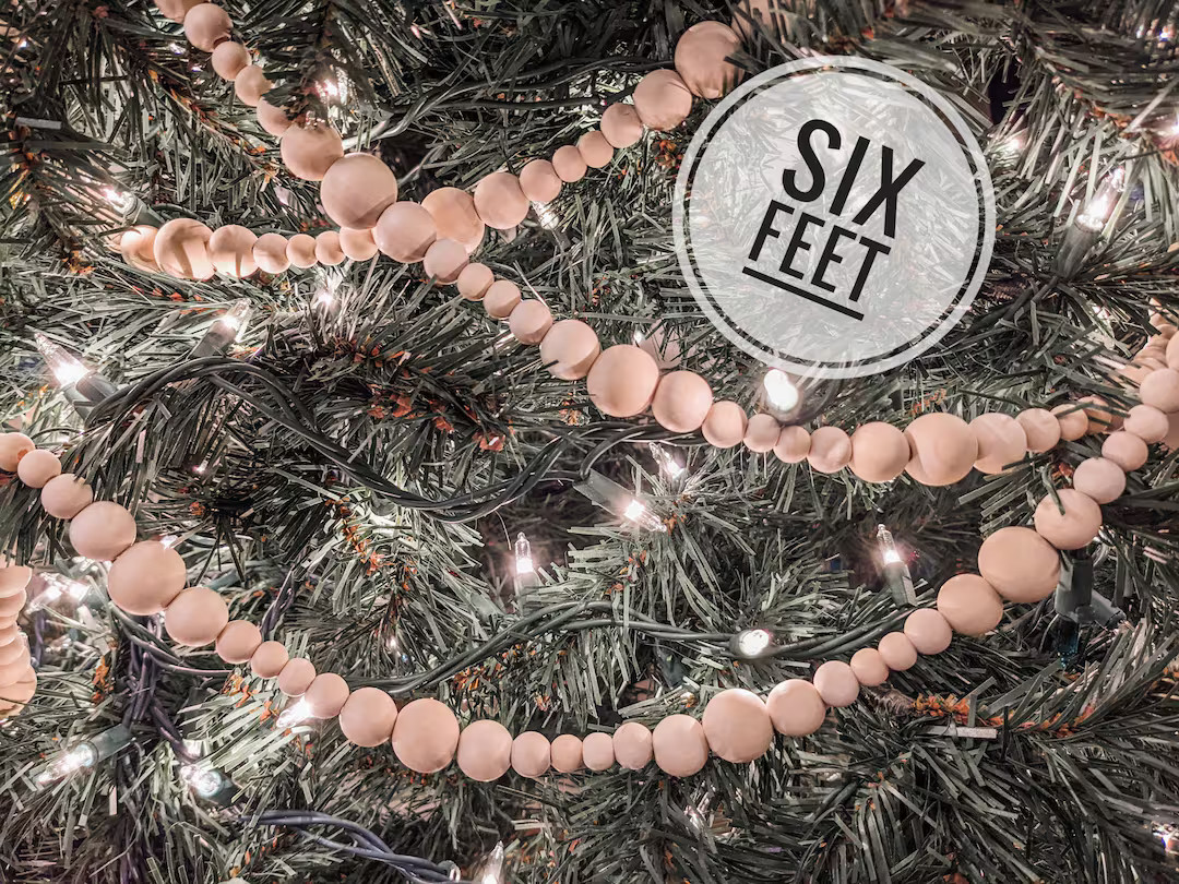 Wooden Bead Garland, 6 Foot Long Natural Farmhouse Garland, Scandinavian Christmas Tree Garland W... | Etsy (US)