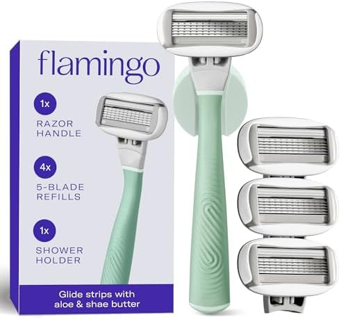 Flamingo Shaving Razor Set for Women - Original Razor Handle, 4 Blade Refills, and Shower Holder ... | Amazon (US)