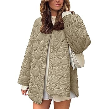 Flygo Women's Oversized Quilted Lightweight Jacket Button Down Puffer Padded Outerwear with Pocke... | Amazon (US)