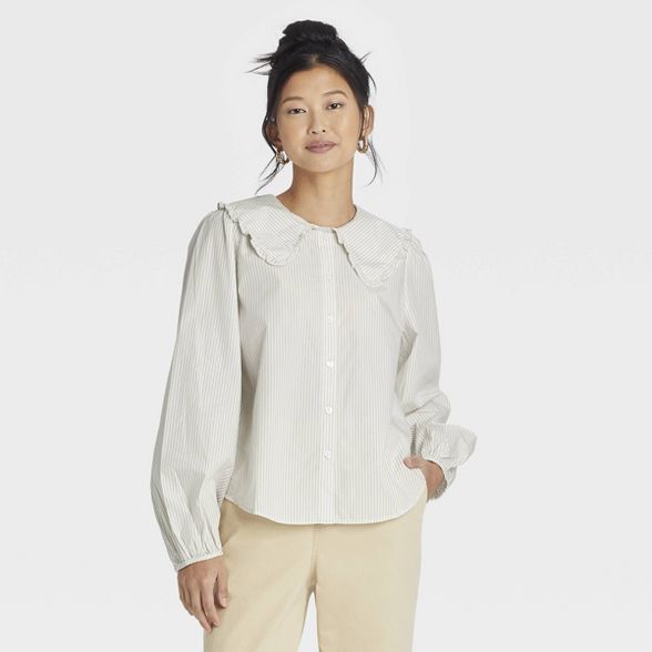 Women's Oversized Balloon Long Sleeve Button-Down Shirt - A New Day™ | Target