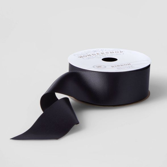 1.5" Satin Fabric Ribbon Black 36ft - Wondershop™ | Target