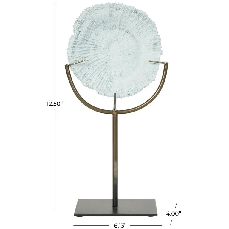 6" x 13" Light Blue Polystone Textured Coral Sculpture with Bronze Stand, by DecMode | Walmart (US)