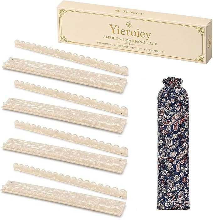 Mahjong Racks with Magnetic Pushers, 17.5"/20" Faux Tortoise Shell Acrylic Scalloped Mahjong Rack... | Amazon (US)