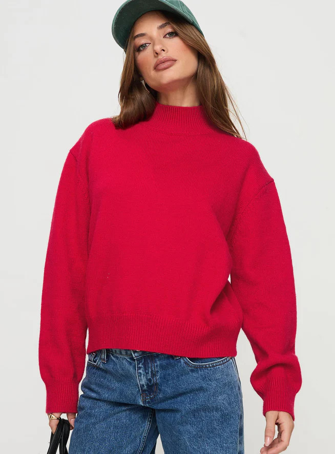 Oberan Knit Sweater Red | Princess Polly US