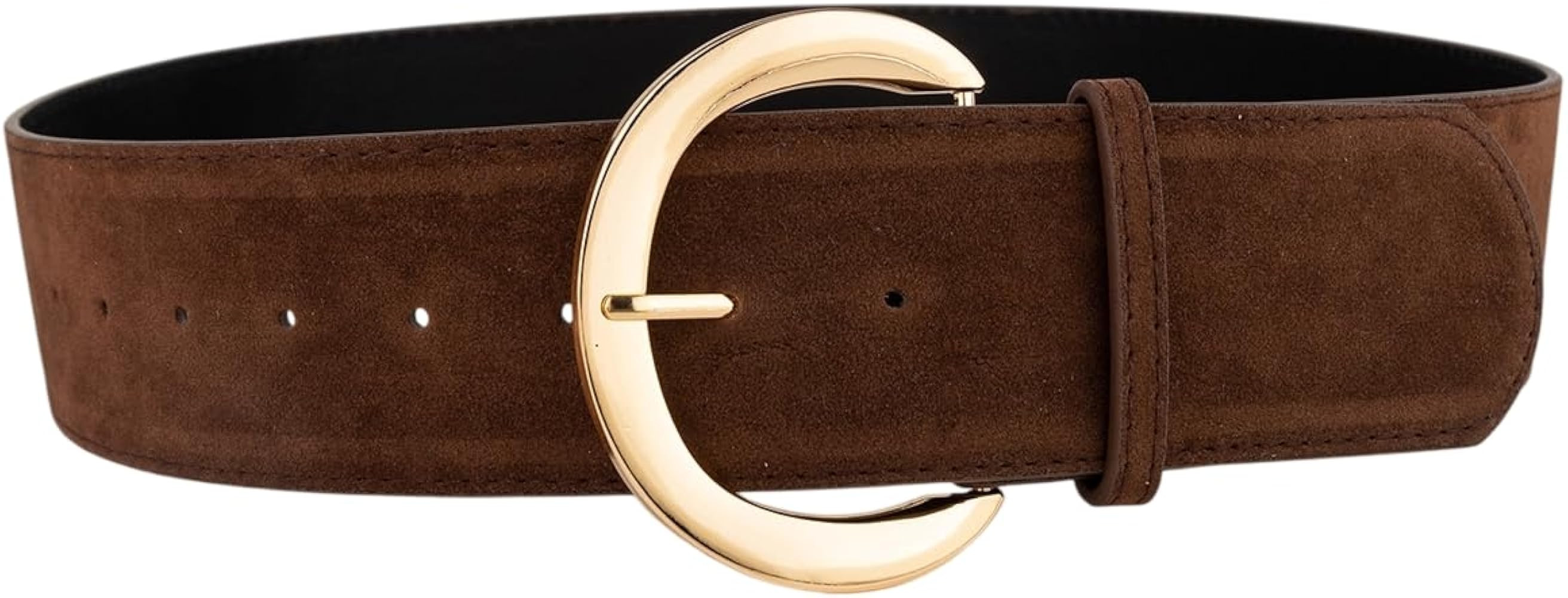 Womens 2.4In Wide Suede Leather Waist Belt For Dresses Coat With Big Buckle - Ladies Fashion Wais... | Amazon (US)