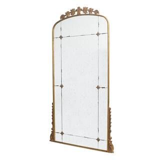 Antique 40 in. W x 76 in. H Oversized Full-Length Arch Iron Metal Framed Gold Leaning Mirror | The Home Depot