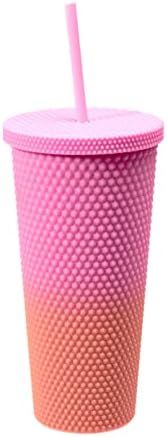 West & Fifth Two-Tone Studded Reusable Tumbler with Lid and Straw, 24-Ounce Volume, (Pink /Nude) | Amazon (US)