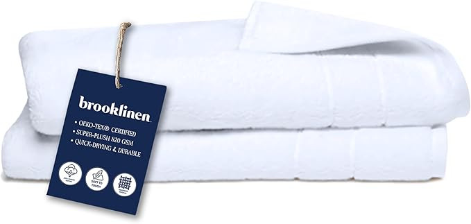 Brooklinen Super-Plush Turkish Cotton Hand Towels Set of 2 Cotton, 820 GSM, Highly Absorbent, Mac... | Amazon (US)