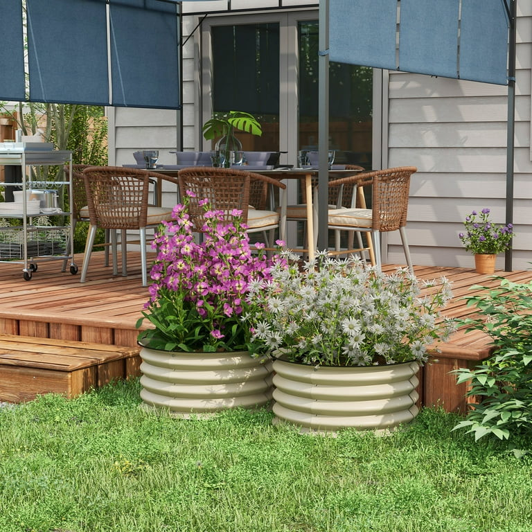 Outsunny Galvanized Raised Garden Bed, Set of 2 Planter Box with Safety Edging, Easy-to-assemble,... | Walmart (US)