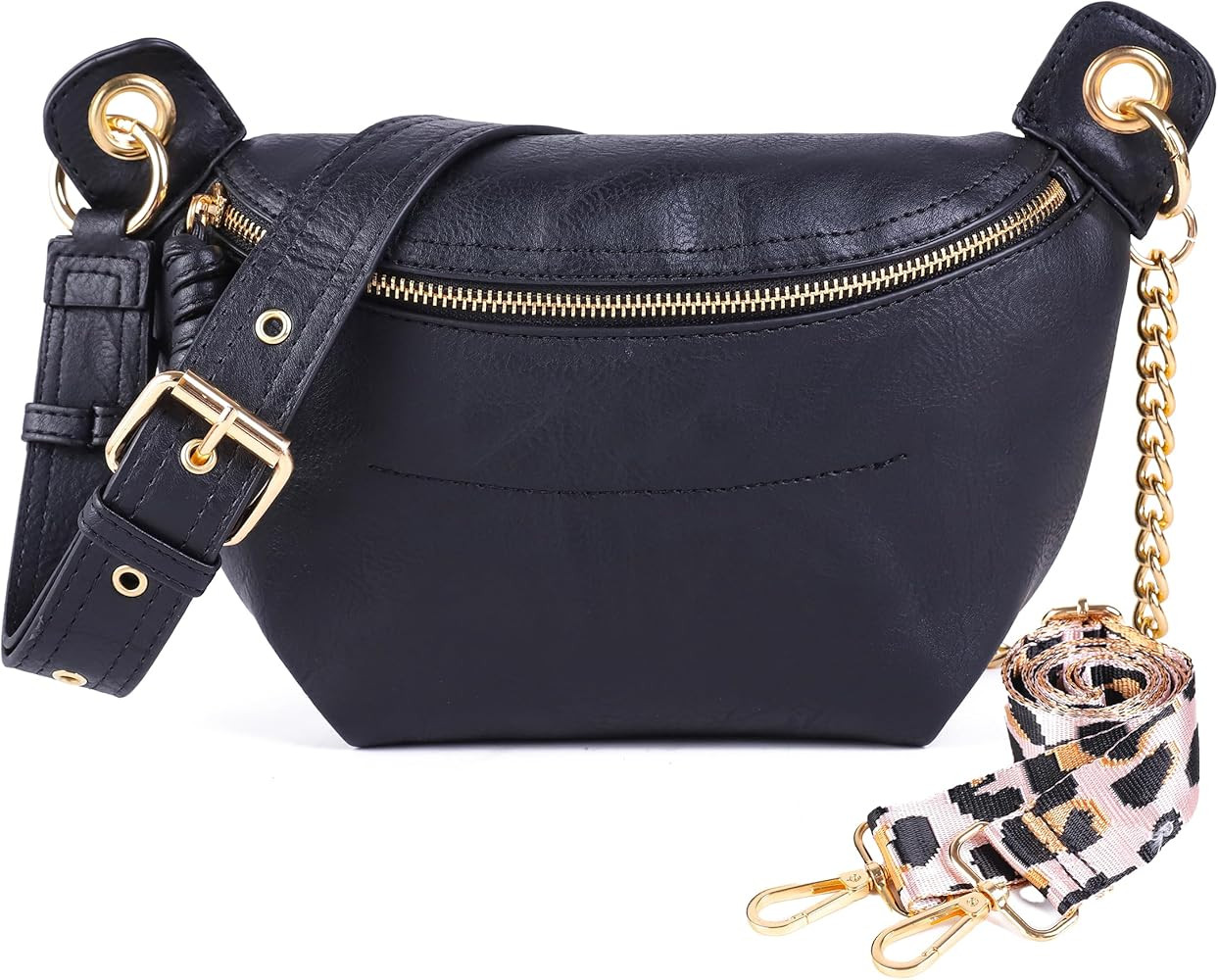 Fanny Packs Waist Bag for Women-Fashion Crossbody Bags Chest Purses Belt Bag with 2 Adjustable St... | Amazon (US)