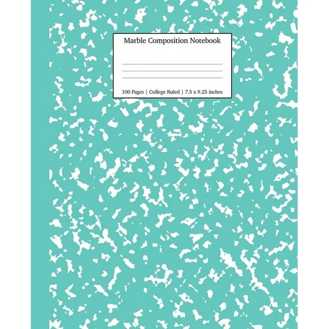 Notebooks College Ruled Marble Composition Notebook College Ruled: Turquoise Marble Notebooks, Sc... | Walmart (US)