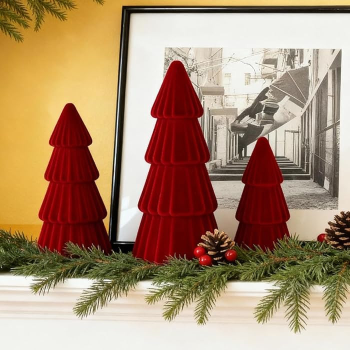 Joyhalo Tabletop Christmas Trees, Set of 3 Velvet Christmas Trees Indoor Xmas Decoration Centerpi... | Amazon (US)