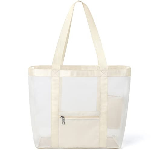 hatisan Beach Bag Mesh Tote Bag, Upgraded Beach Bags for Women Mesh Bag Hobo Bag Beach Accessories for Travel Picnic Vacation (B-Beige) | Amazon (US)