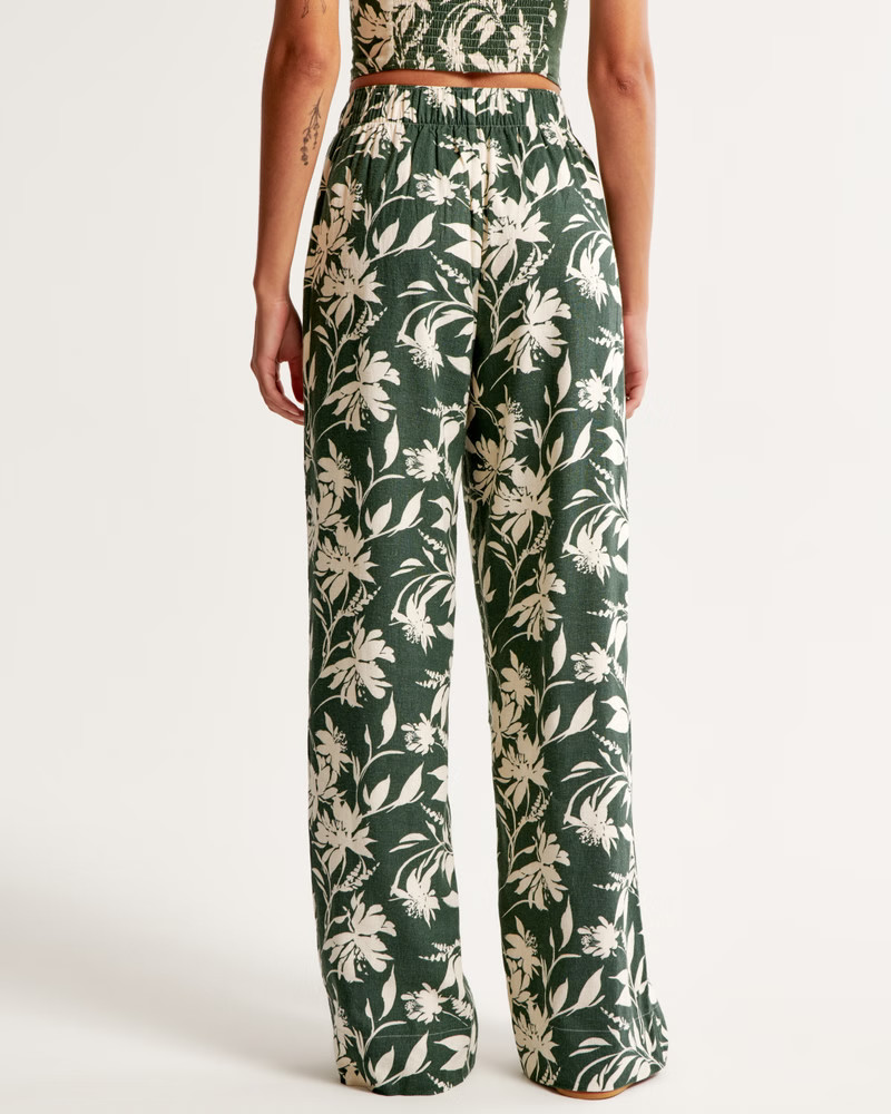 Linen-Blend Pull-On Wide Leg Pant | Abercrombie & Fitch (US)