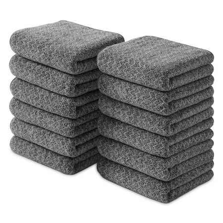 Jessy Home 12 Pack Dark Gray W Stripe Washcloths for Bathroom 13x13 Inch Ultra Soft Hand Face Towels | Walmart (US)