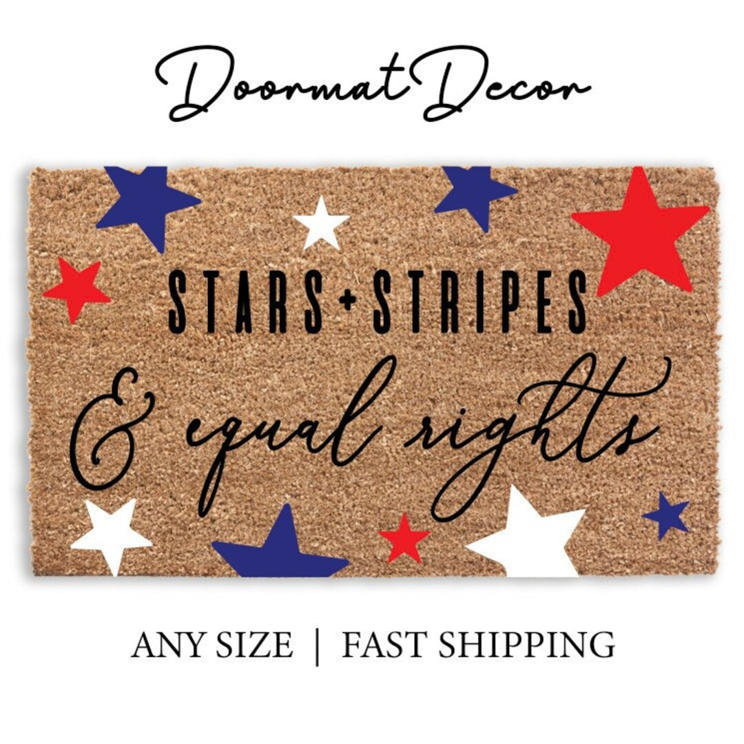 Stars Stripes and Equal Rights Doormat, Red White & Blue Rug, 4th of July Door Mat, Outdoor Welco... | Etsy (US)