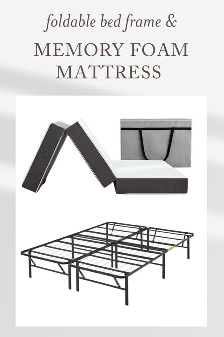 Best guest bed setup: Foldable bed frame and folding memory foam mattress—perfect for guests!