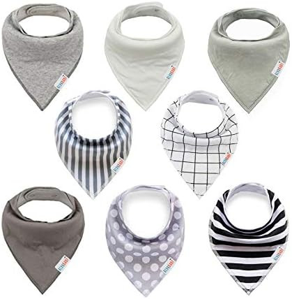 ALVABABY Baby Drool Bandana Bibs 8 Pieces of Bibs For Drooling Teething Feeding Reusable Adjustable  | Amazon (CA)